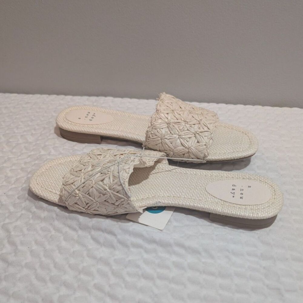 Women's Ariella Woven Sandals with Memory Foam Insole - A New Day -White Size 11